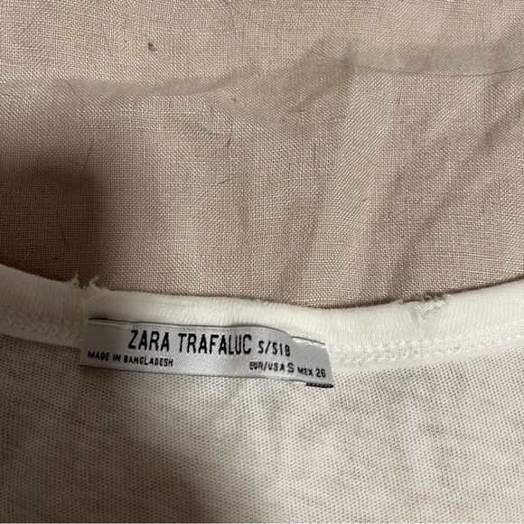 Distressed White Scoop Neck Tee | Size Small - Picture 8 of 9